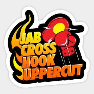 Jab, Cross, Hook, Uppercut Boxing Workout Sticker